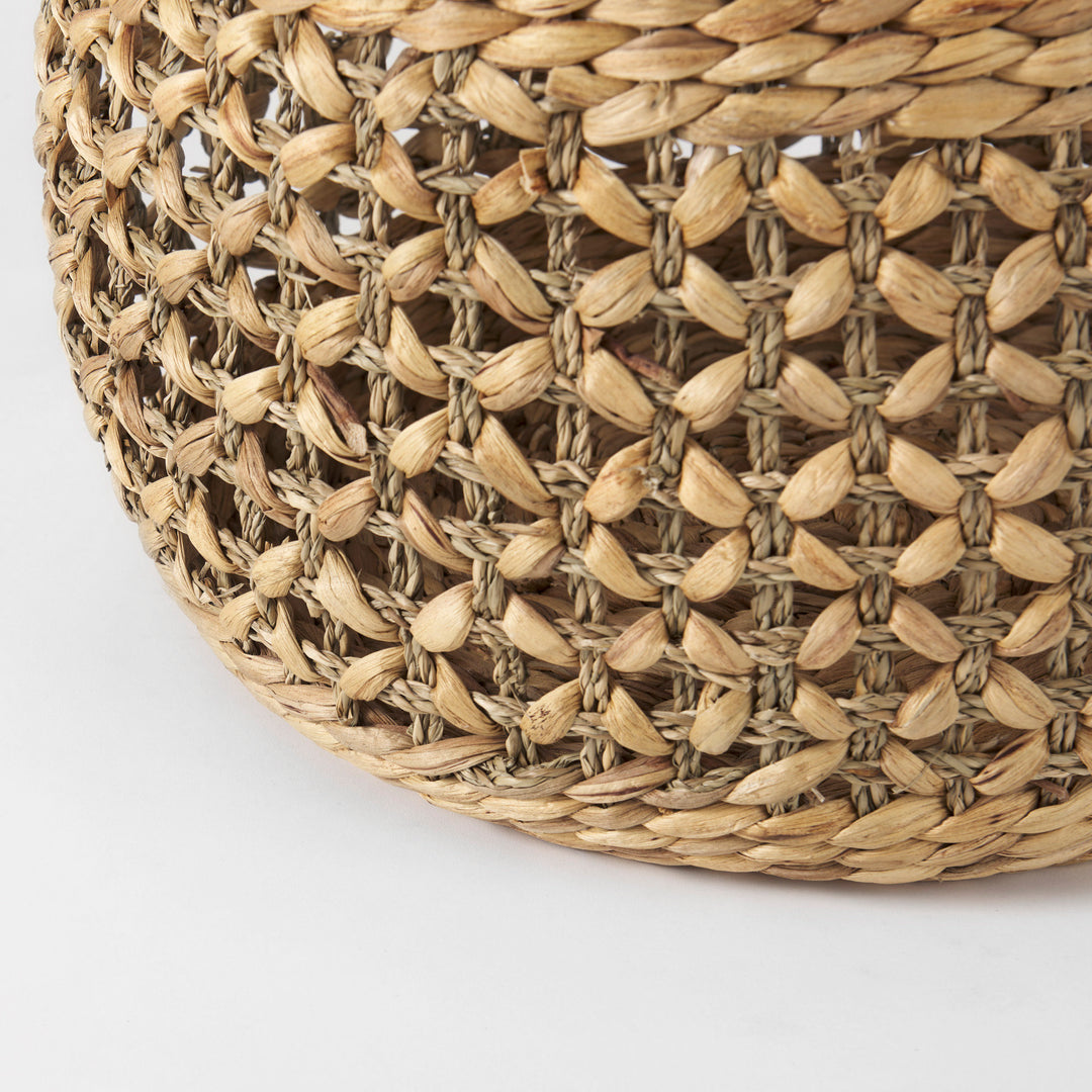 Dakota (Set of 3) Medium Brown Seagrass Round Basket Decor Mercana