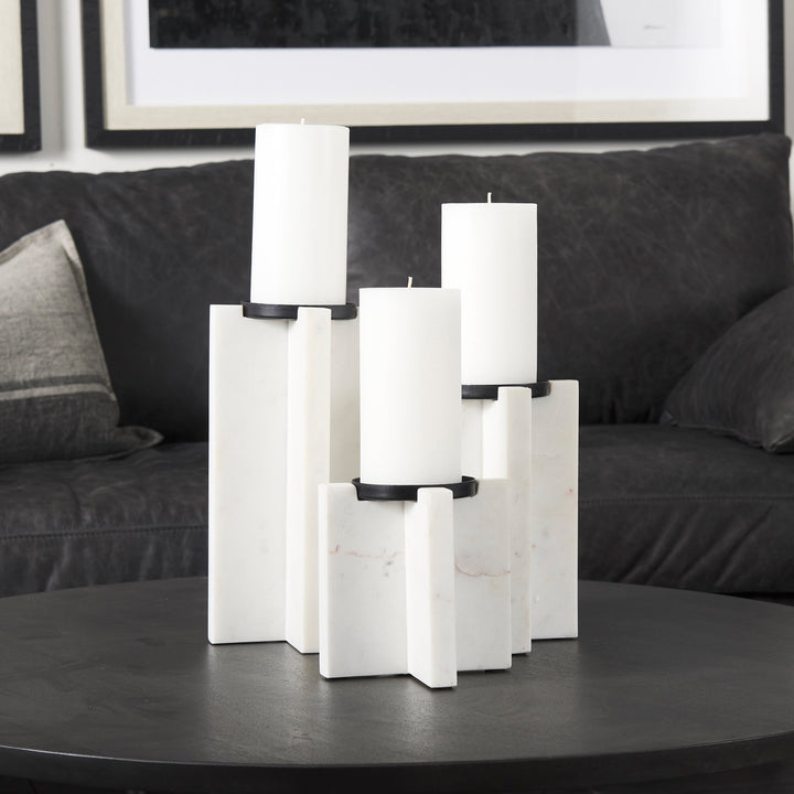 Sophia 5.5"L x 3.5"W x 8.0"H. Marble Candle Holder Medium Decor Mercana