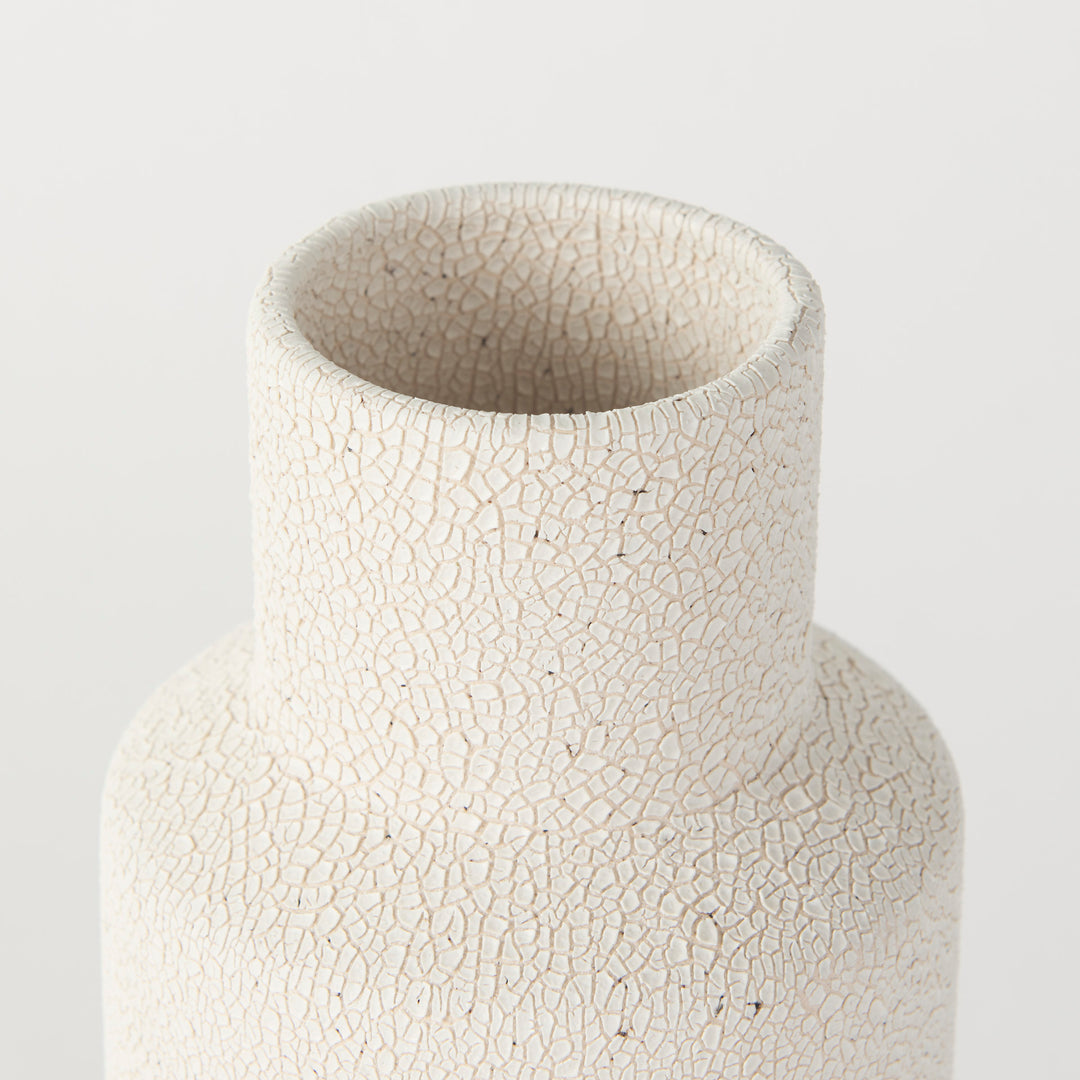 Salar Cream Gourd Style Crackled Ceramic Vase Decor Mercana
