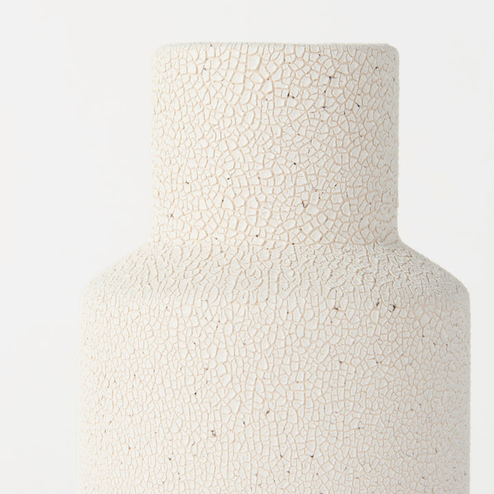 Salar Cream Gourd Style Crackled Ceramic Vase Decor Mercana