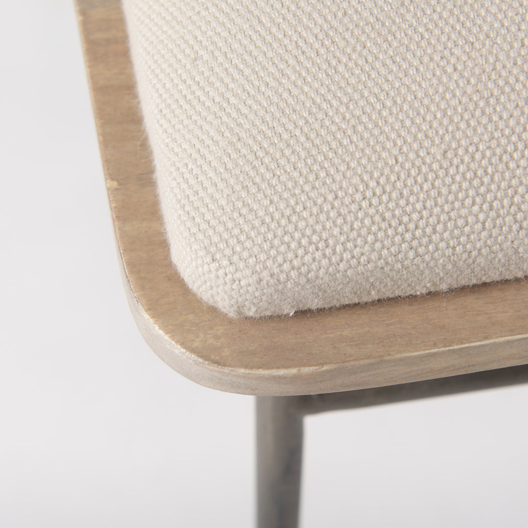 Camille Cream Fabric Seat W/ Metal Frame Bench Decor Mercana
