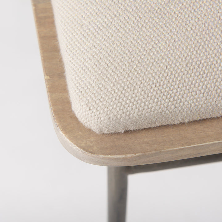 Camille Cream Fabric Seat W/ Metal Frame Bench Decor Mercana