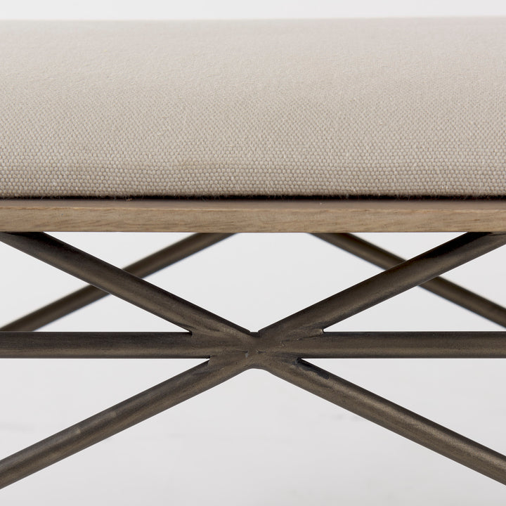 Camille Cream Fabric Seat W/ Metal Frame Bench Decor Mercana