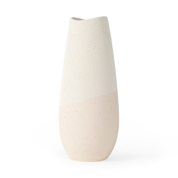 Salar Cream Conical Crackled Ceramic Vase Decor Mercana
