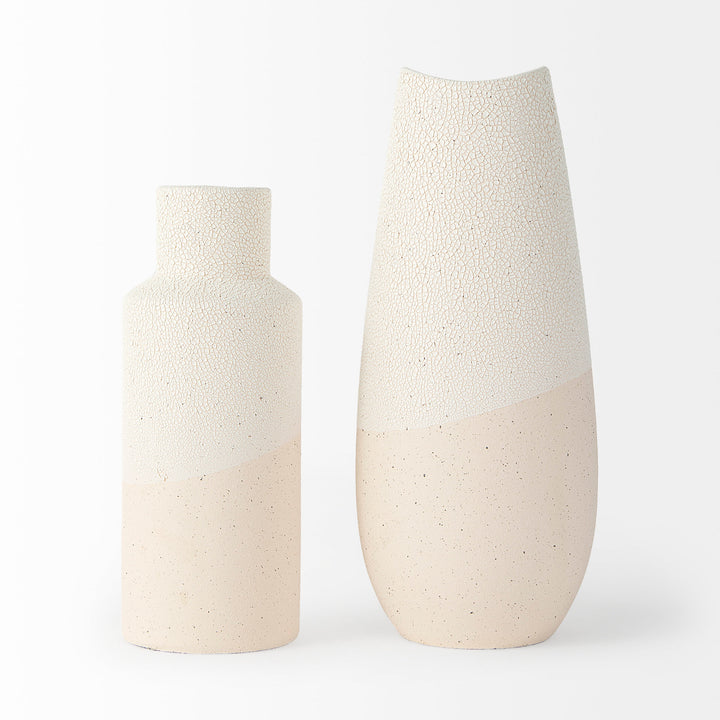 Salar Cream Conical Crackled Ceramic Vase Decor Mercana