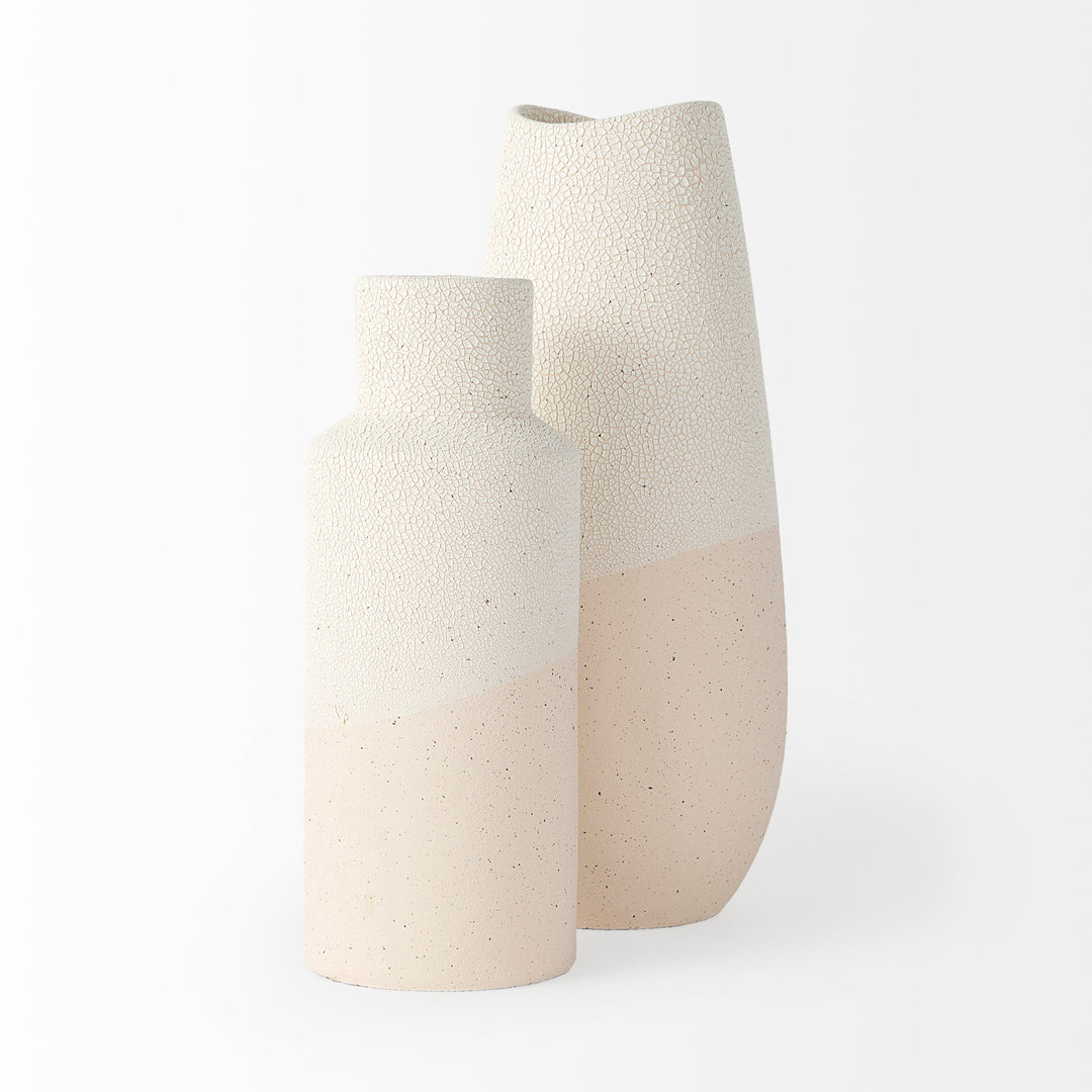 Salar Cream Conical Crackled Ceramic Vase Decor Mercana