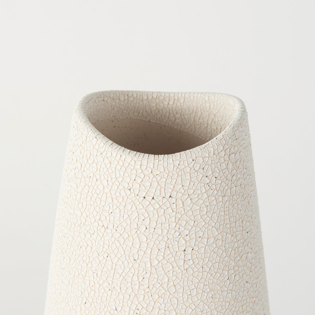 Salar Cream Conical Crackled Ceramic Vase Decor Mercana