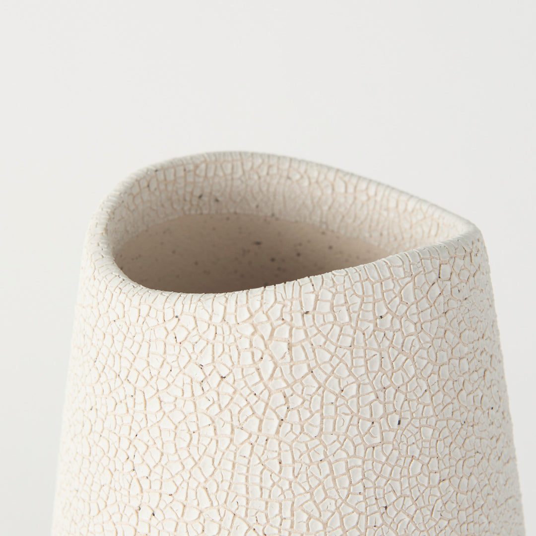 Salar Cream Conical Crackled Ceramic Vase Decor Mercana