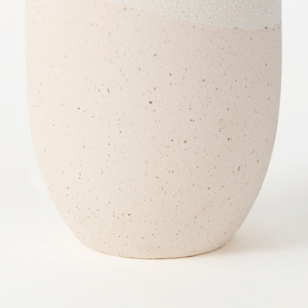 Salar Cream Conical Crackled Ceramic Vase Decor Mercana