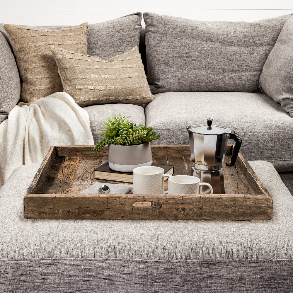Carson (Large) 30L x 30W Brown Reclaimed Wood Tray Decor Mercana