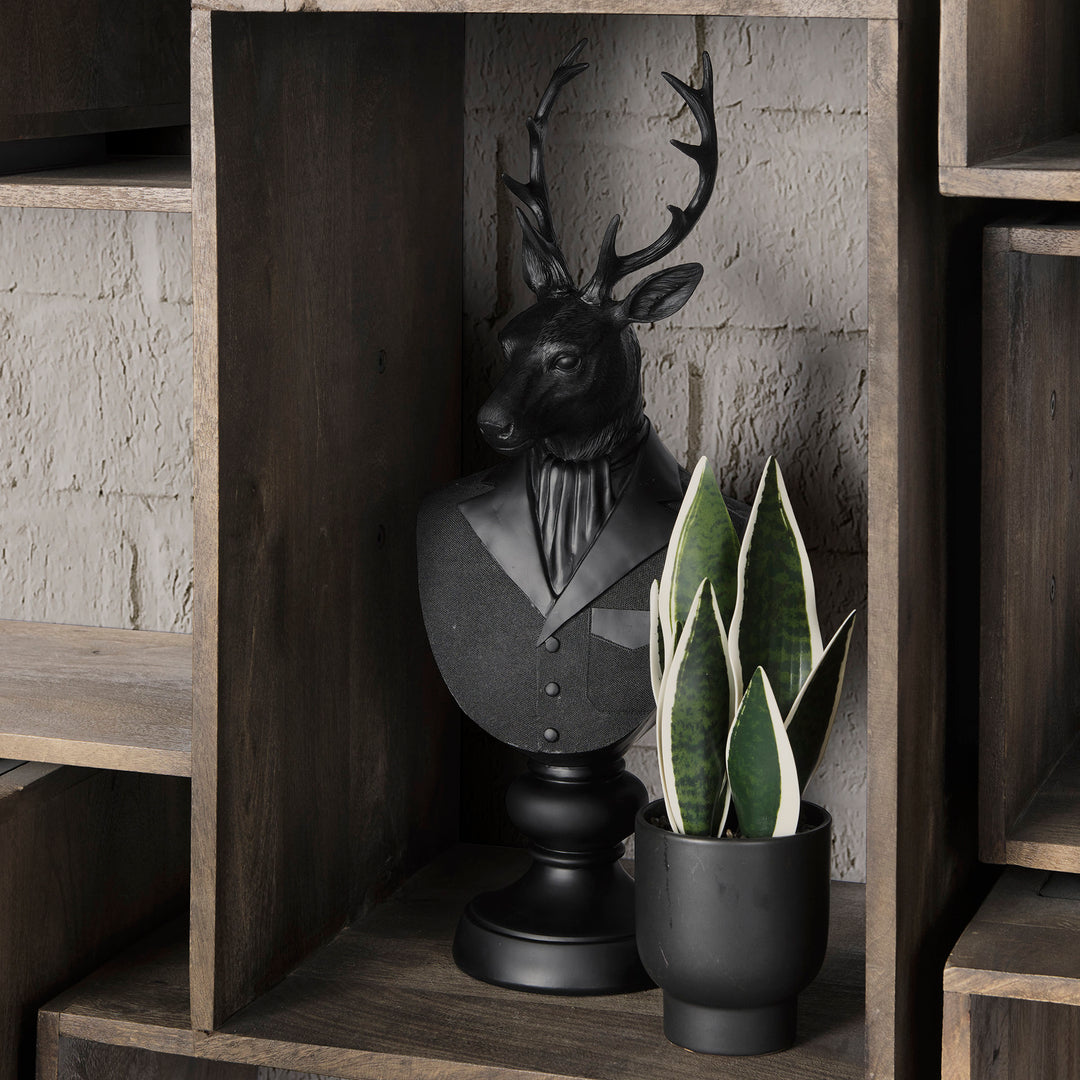 Mozart Black Painted Resin Deer Bust Decor Mercana