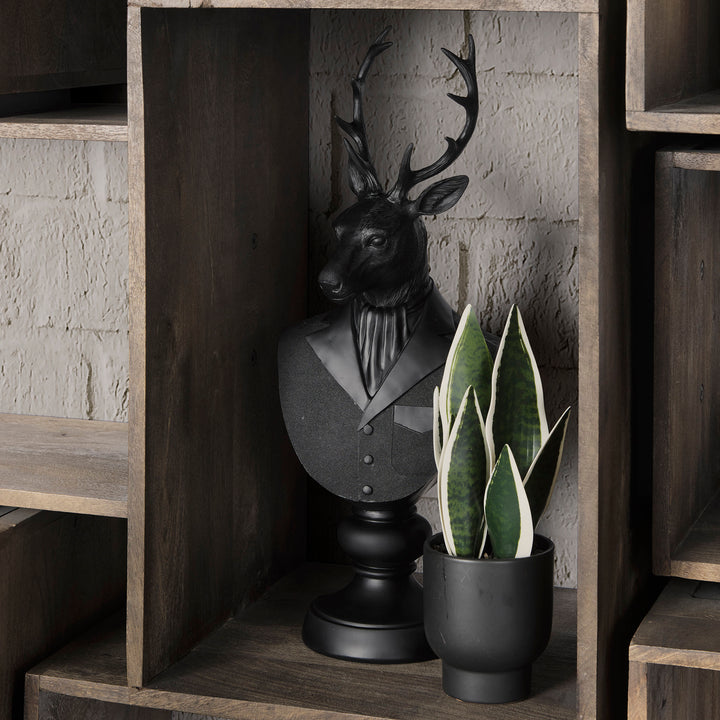 Mozart Black Painted Resin Deer Bust Decor Mercana