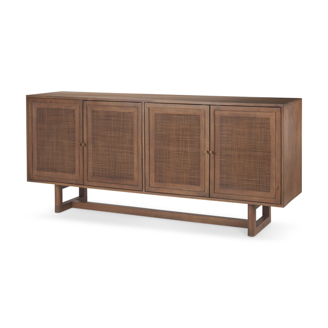 Grier Medium Brown Solid Wood W/Cane Sideboard Bedroom Mercana