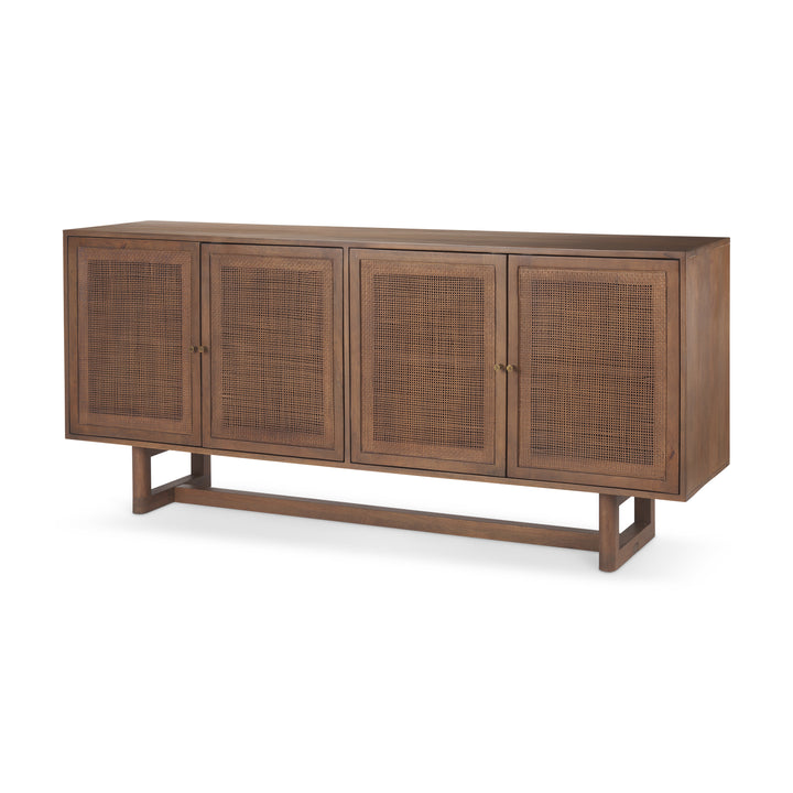 Grier Medium Brown Solid Wood W/Cane Sideboard Dining Room Mercana