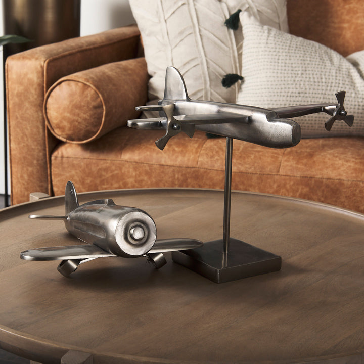 Maverick II 13L x 11W Gray Metal Fighter Plane Decor Mercana