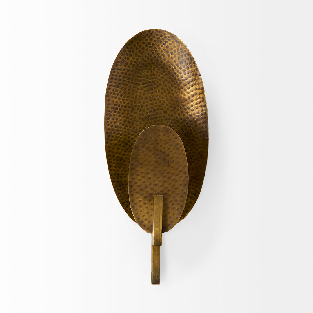 Clarence Metal Hammered Gold Round Wall Sconce Decor Mercana