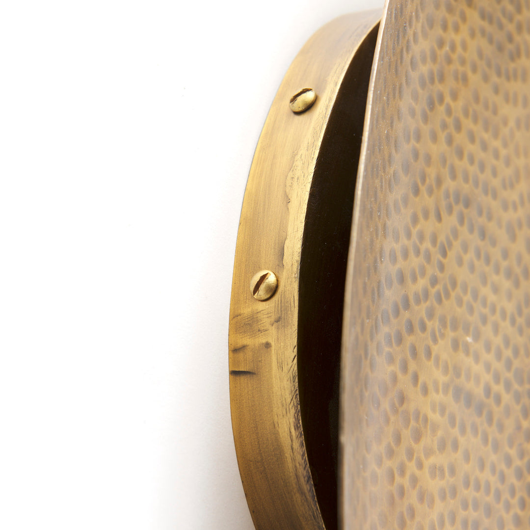 Clarence Metal Hammered Gold Round Wall Sconce Decor Mercana