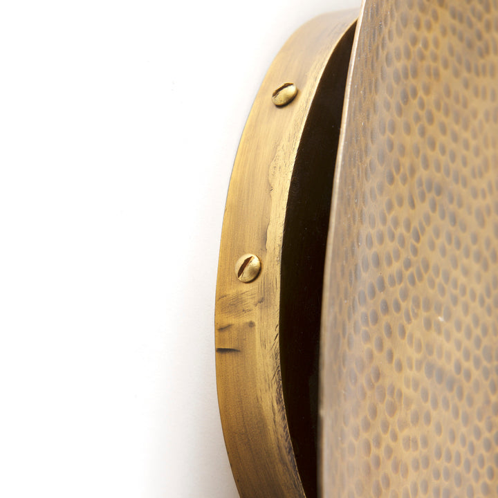 Clarence Metal Hammered Gold Round Wall Sconce Decor Mercana