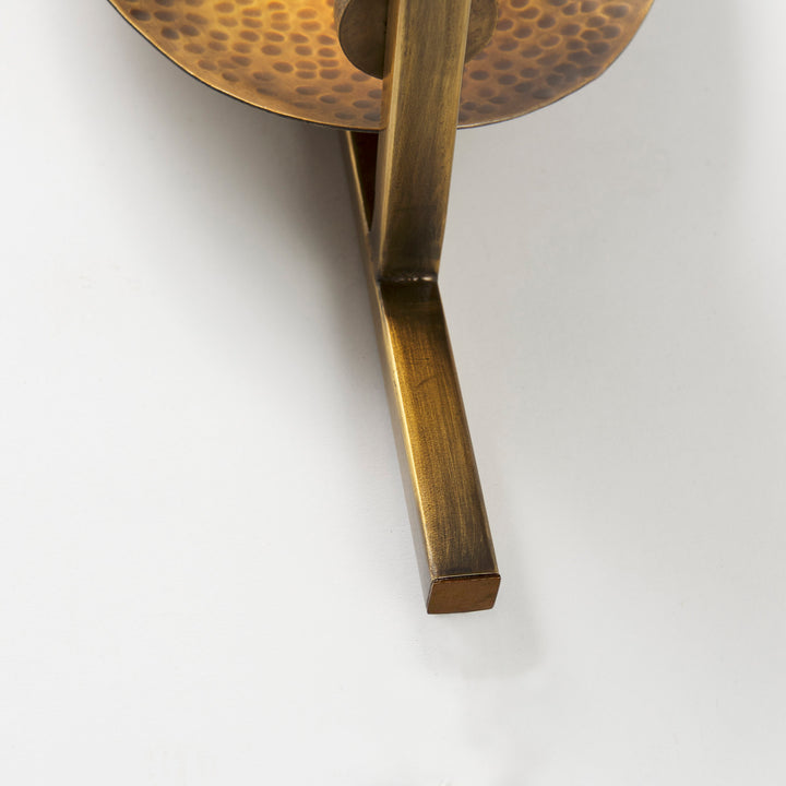 Clarence Metal Hammered Gold Round Wall Sconce Decor Mercana