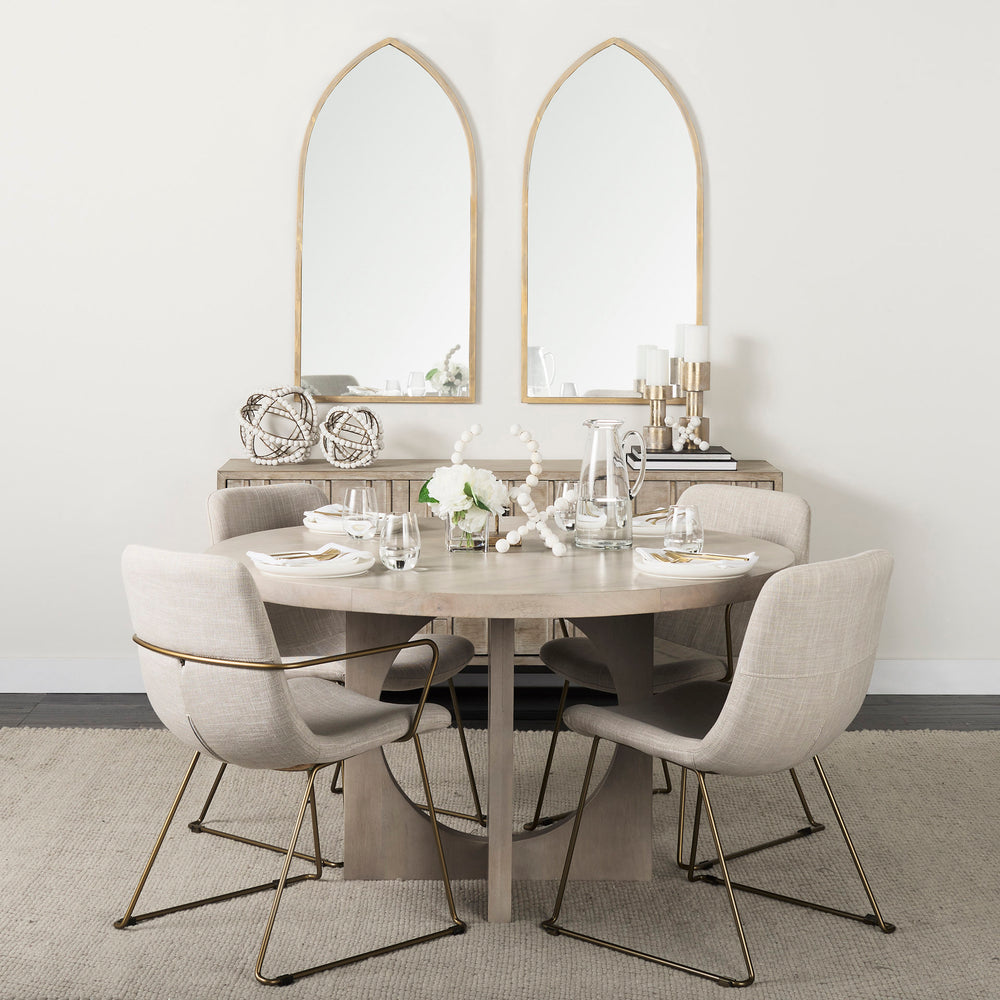 Liesl Barely Gray Finished Wood W/ Circular Top Dining Table Dining Room Mercana