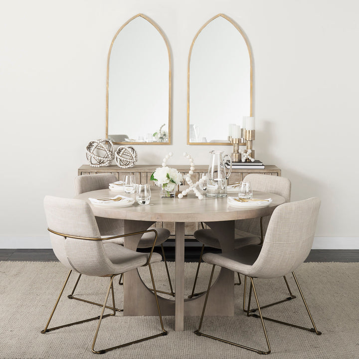 Liesl Barely Gray Finished Wood W/ Circular Top Dining Table Dining Room Mercana