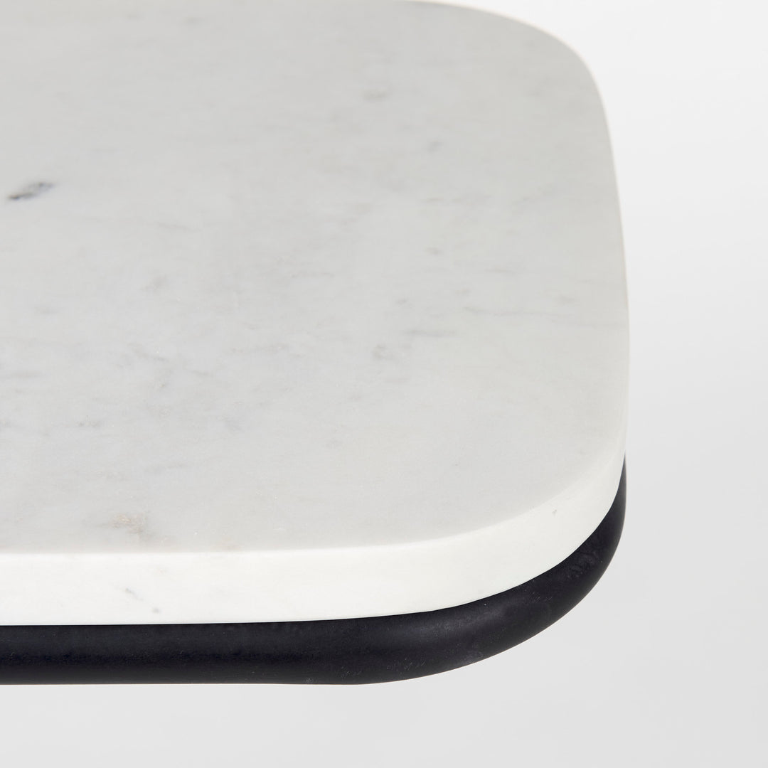 Kyra White Marble Top W/Black Iron Frame C-Shaped End and Side Table Dining Room Mercana