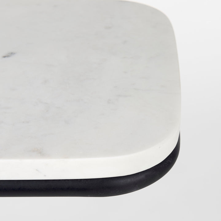 Kyra White Marble Top W/Black Iron Frame C-Shaped End and Side Table Dining Room Mercana