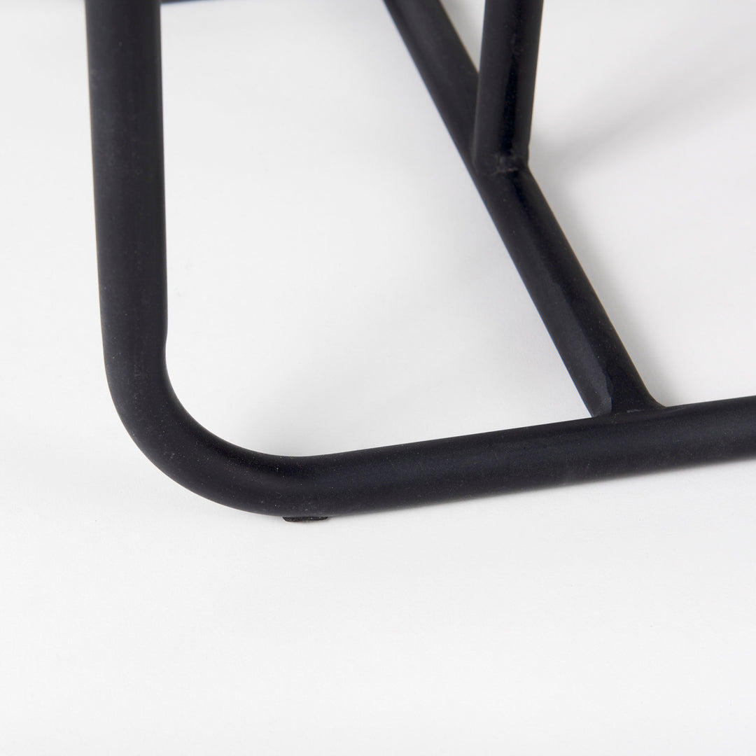 Kyra White Marble Top W/Black Iron Frame C-Shaped End and Side Table Dining Room Mercana