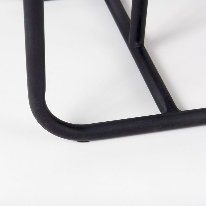 Kyra White Marble Top W/Black Iron Frame C-Shaped End and Side Table Dining Room Mercana