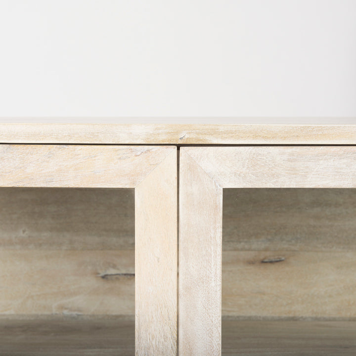Arelius White Wood, Gold Metal Base w/ 2 Glass Doors Accent Cabinet Decor Mercana