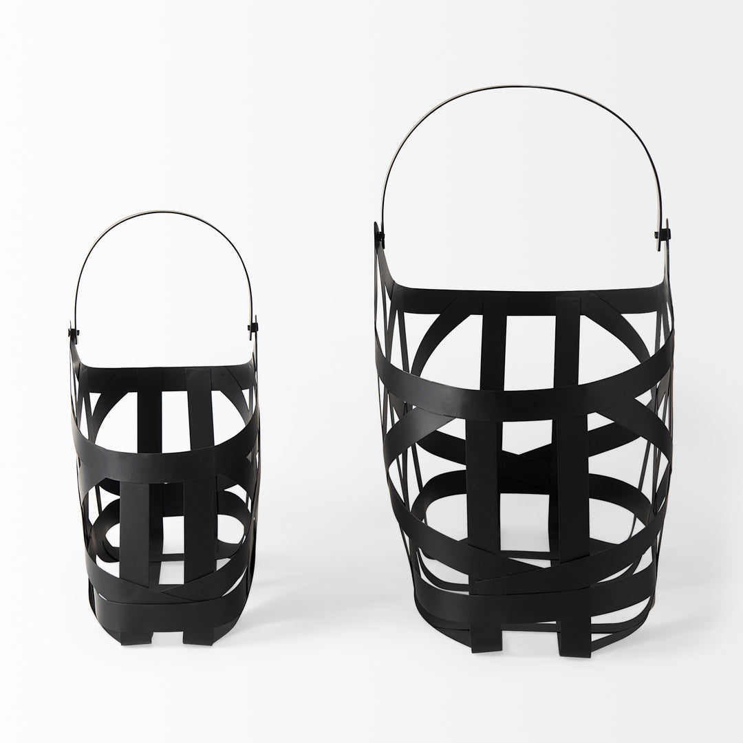 Tyrell (Set of 2) 23L x 11W; 18L x 8W Black Iron Metal Baskets Decor Mercana