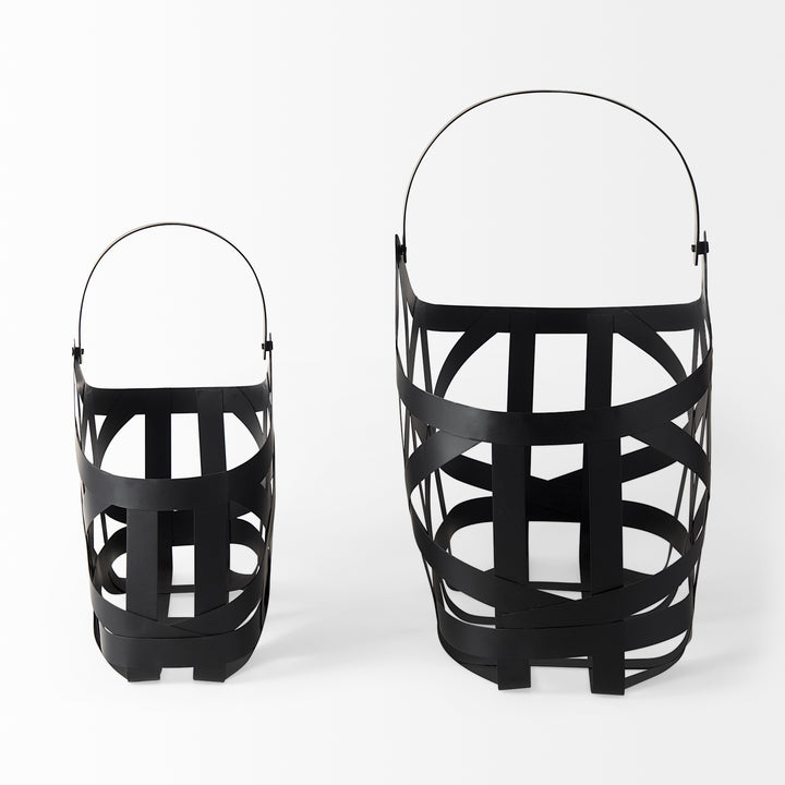 Tyrell (Set of 2) 23L x 11W; 18L x 8W Black Iron Metal Baskets Decor Mercana