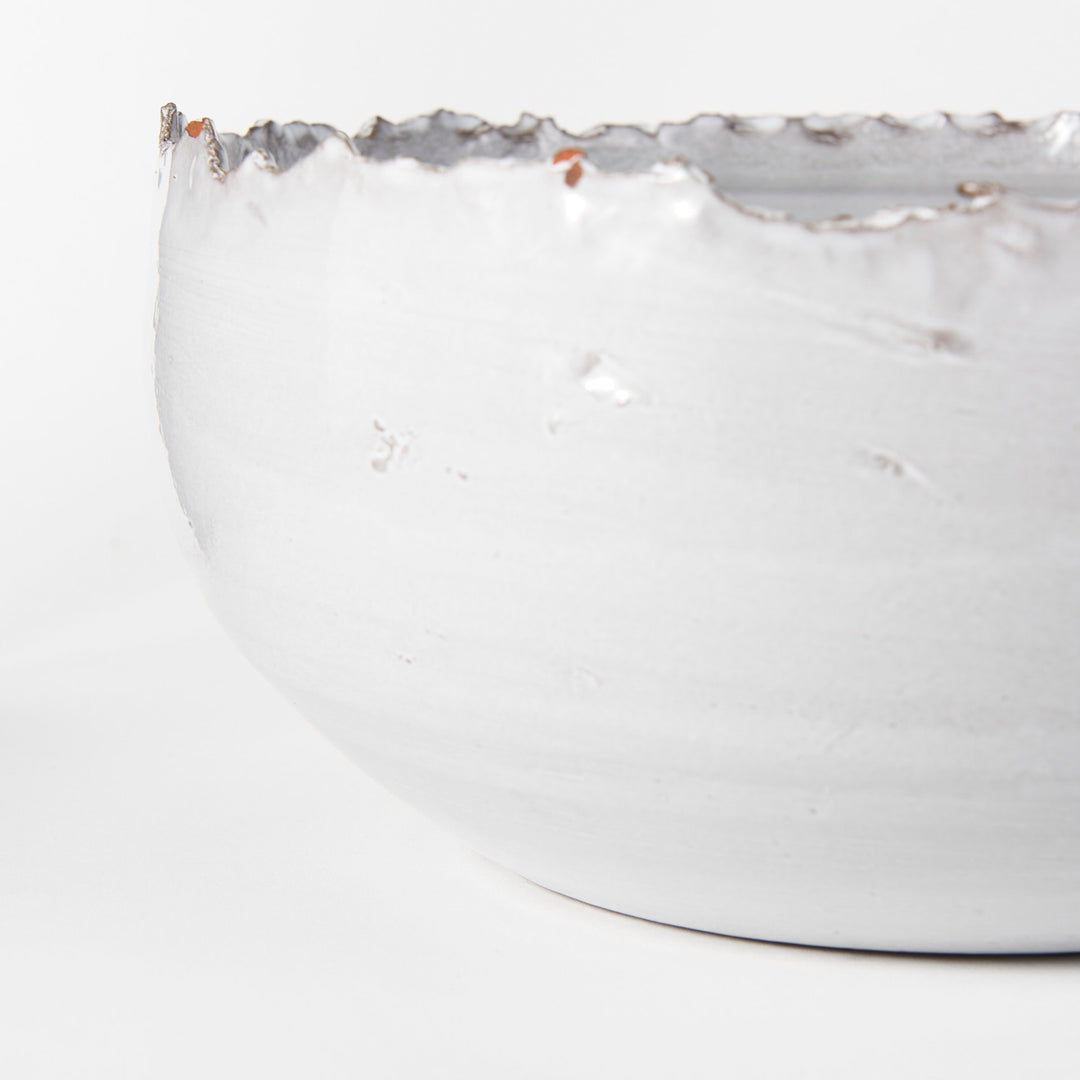 Larsen 13L x 13W White Ceramic Large Decorative Bowl Decor Mercana