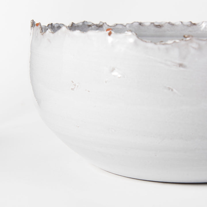 Larsen 13L x 13W White Ceramic Large Decorative Bowl Decor Mercana