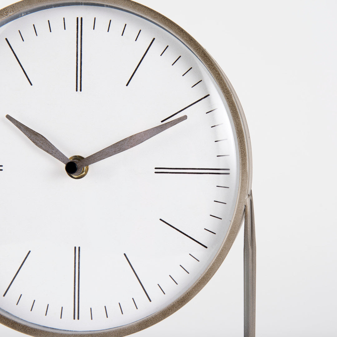 Aurus Matte Gray Metal Table Clock Decor Mercana