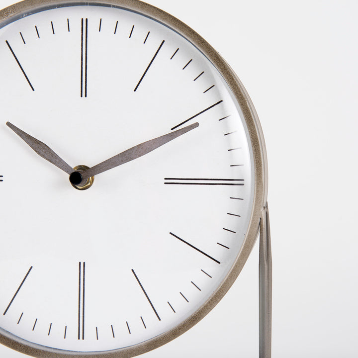 Aurus Matte Gray Metal Table Clock Decor Mercana