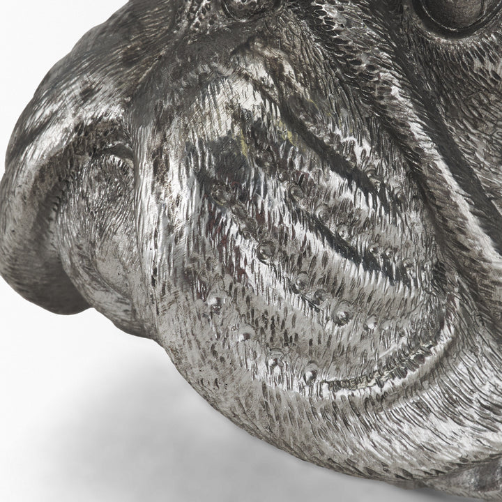 Bruno (Set of 2) 5L x 5W Silver American Bulldog Bookends Decor Mercana
