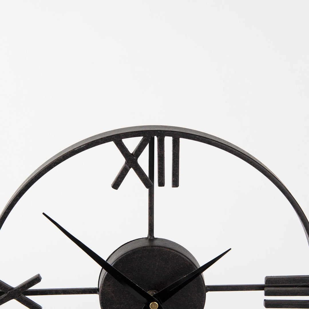 Oris Black Metal/Wood Open Frame Table Clock Decor Mercana