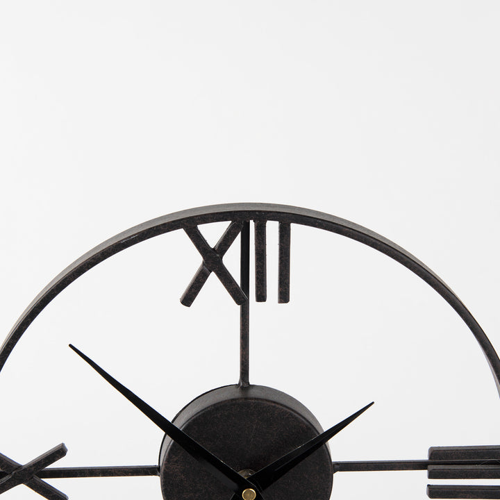 Oris Black Metal/Wood Open Frame Table Clock Decor Mercana