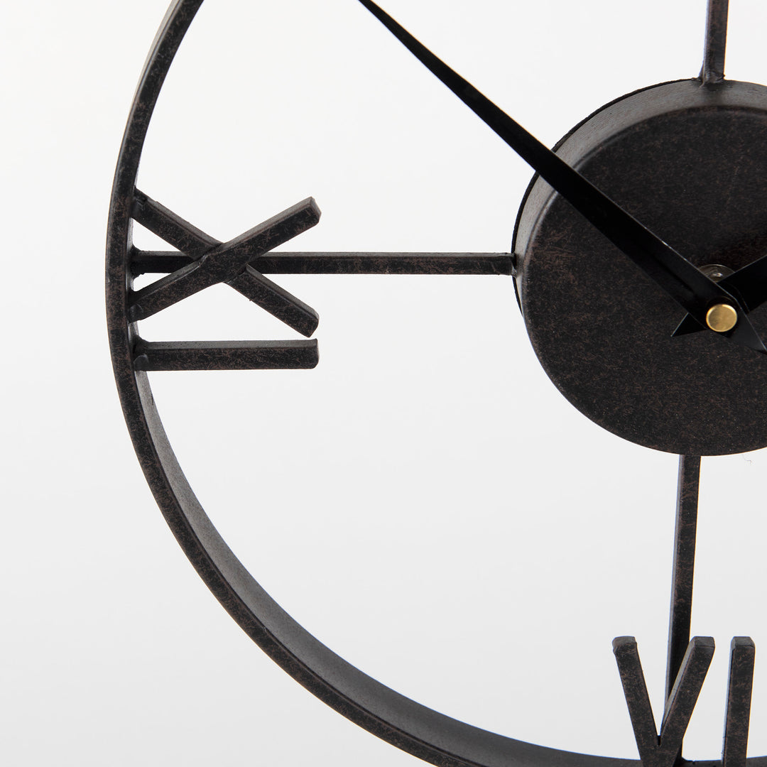 Oris Black Metal/Wood Open Frame Table Clock Decor Mercana