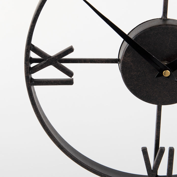 Oris Black Metal/Wood Open Frame Table Clock Decor Mercana