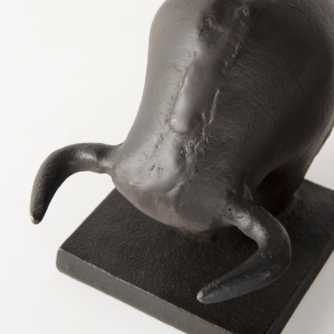 Tauro III (Set of 2) 10L x 5W Black Cast Aluminum Raging Bull Bookends Decor Mercana