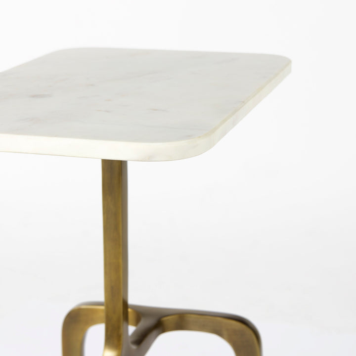 Preston White Marble Top W/Gold Metal Accent Table Dining Room Mercana