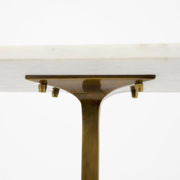 Preston White Marble Top W/Gold Metal Accent Table Dining Room Mercana