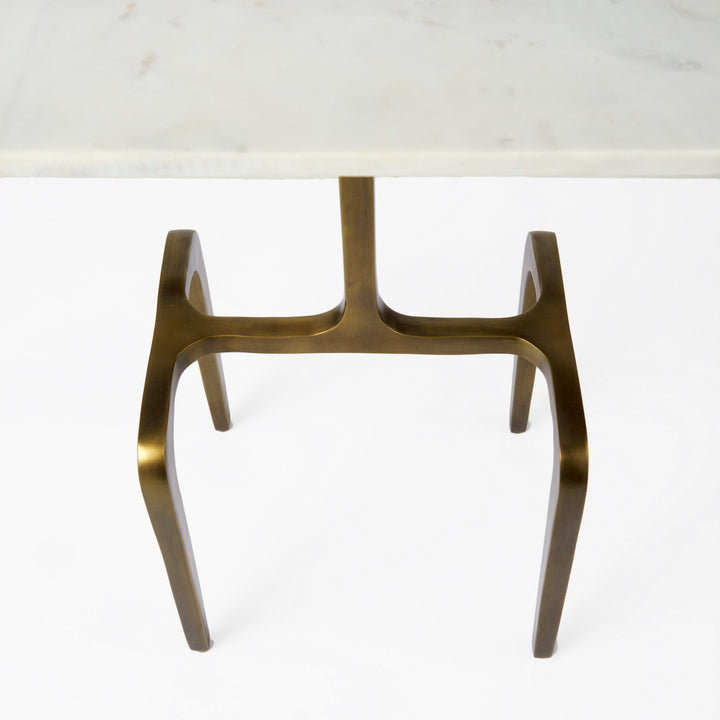 Preston White Marble Top W/Gold Metal Accent Table Dining Room Mercana