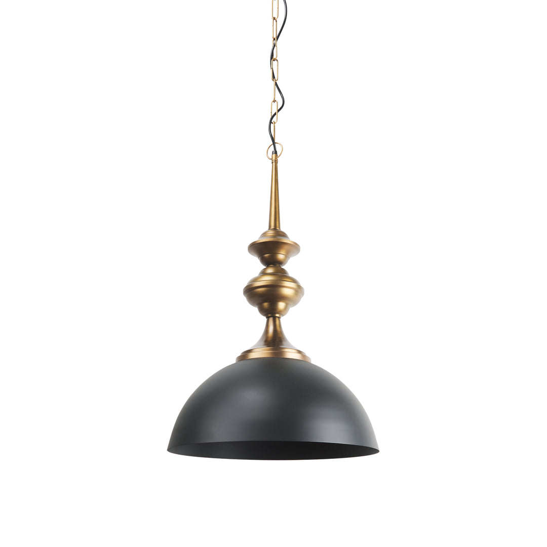 Willson Black Iron W/Antique Brass Dome Pendant Light Decor Mercana