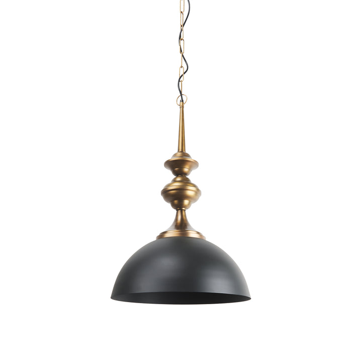 Willson Black Iron W/Antique Brass Dome Pendant Light Decor Mercana