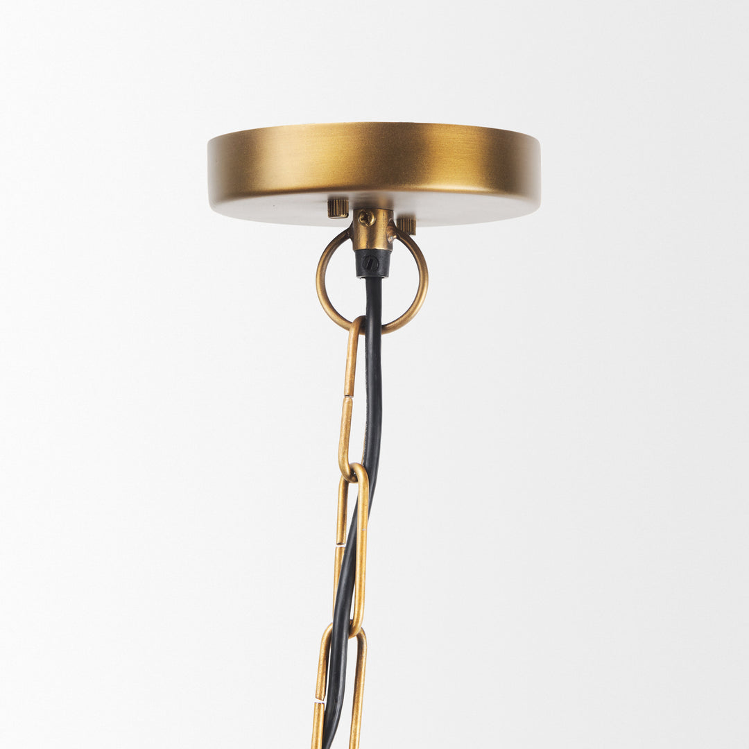 Willson Black Iron W/Antique Brass Dome Pendant Light Decor Mercana
