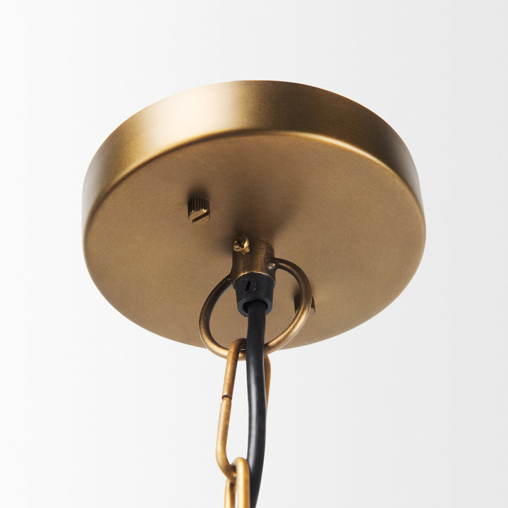 Willson Black Iron W/Antique Brass Dome Pendant Light Decor Mercana