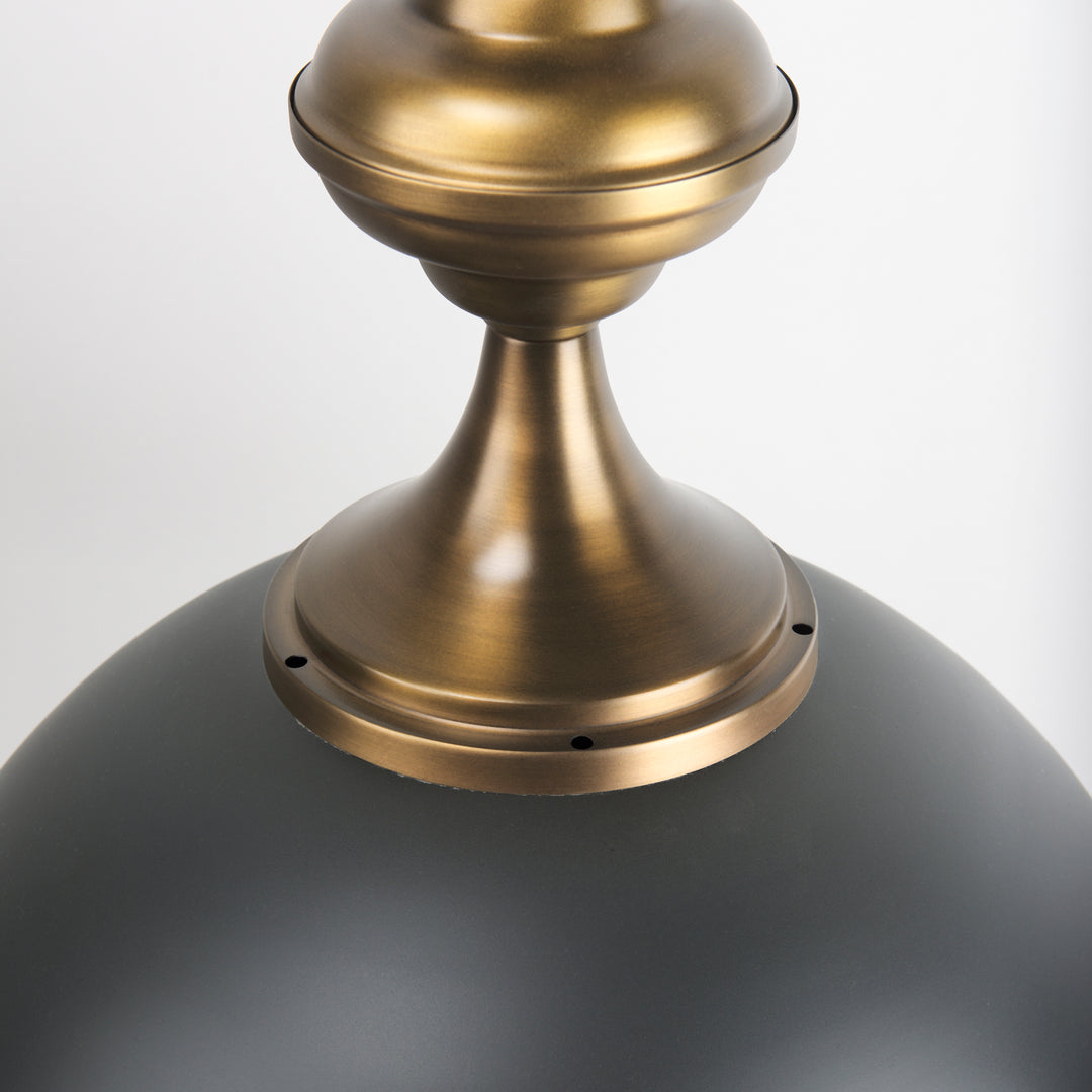 Willson Black Iron W/Antique Brass Dome Pendant Light Decor Mercana